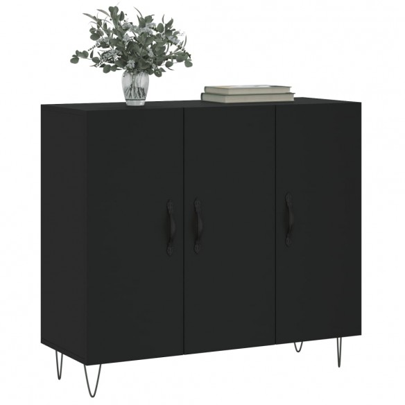 Buffet noir 90x34x80 cm bois d'ingénierie