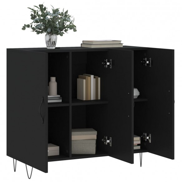 Buffet noir 90x34x80 cm bois d'ingénierie