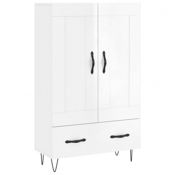 Buffet haut blanc brillant 69,5x31x115 cm bois d'ingénierie