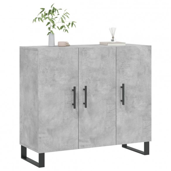 Buffet gris béton 90x34x80 cm bois d'ingénierie