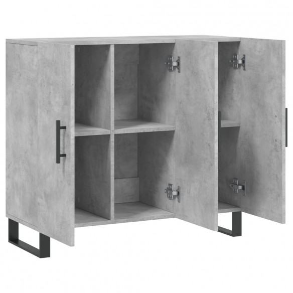 Buffet gris béton 90x34x80 cm bois d'ingénierie