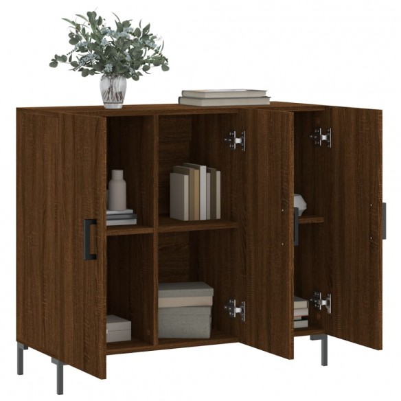 Buffet chêne marron 90x34x80 cm bois d'ingénierie