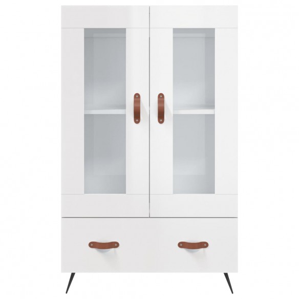 Buffet haut blanc brillant 69,5x31x115 cm bois d'ingénierie