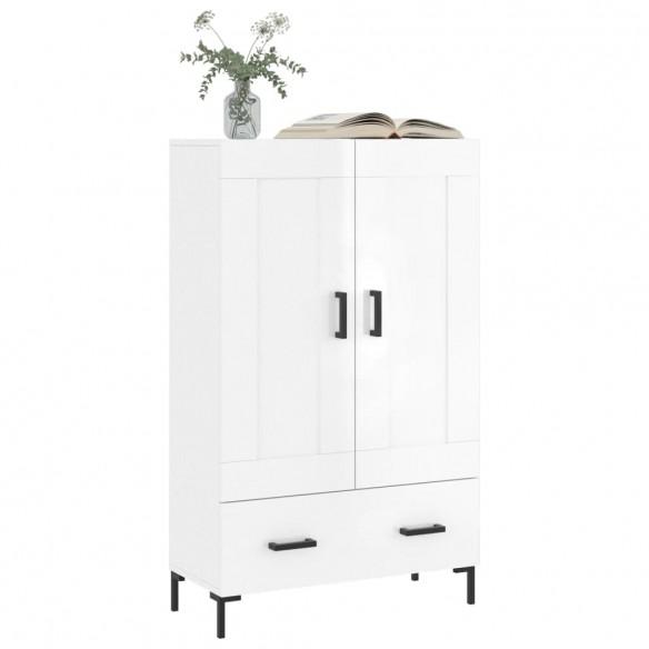 Buffet haut blanc brillant 69,5x31x115 cm bois d'ingénierie