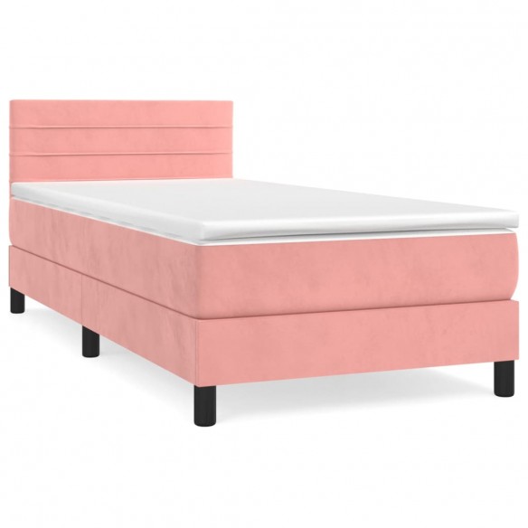 Cadre de lit avec matelas Rose 90x190 cm Velours