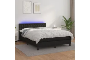 cadre de lit avec matelas et LED Noir 140x200cm
