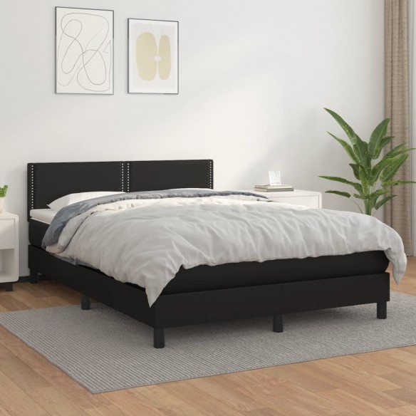 Cadre de lit avec matelas Noir 140x200 cm Similicuir