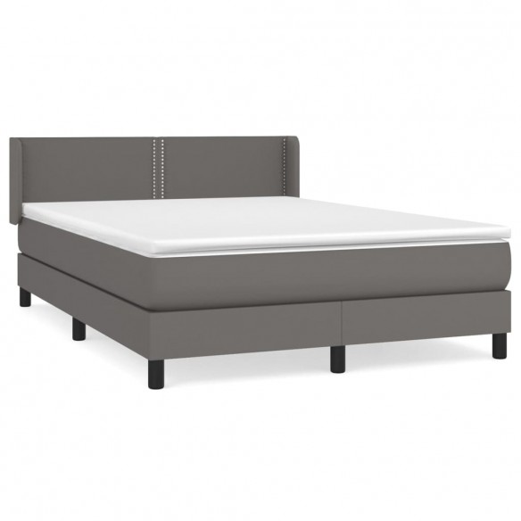 Cadre de lit avec matelas Gris 140x200 cm Similicuir