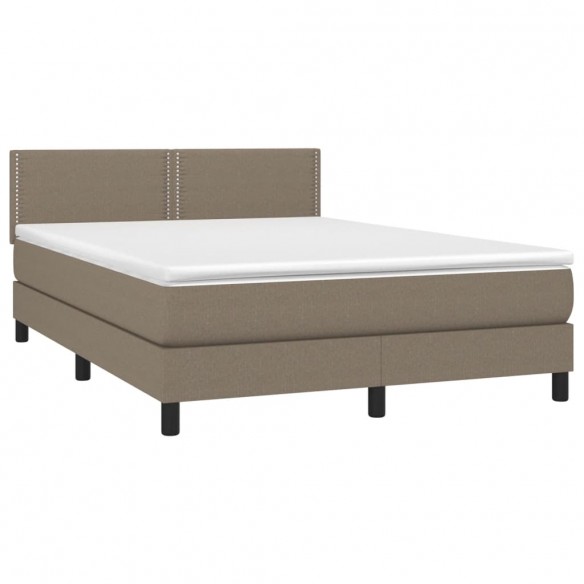 Cadre de lit avec matelas Taupe 140x190 cm Tissu