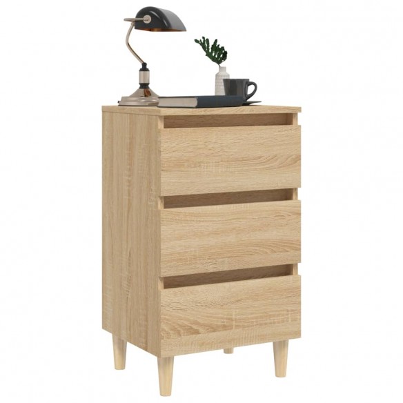 Tables de chevet pieds en bois 2 pcs Chêne sonoma 40x35x69 cm