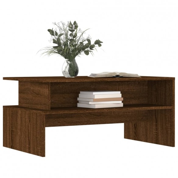 Table basse chêne marron 90x55x42,5 cm bois d'ingénierie