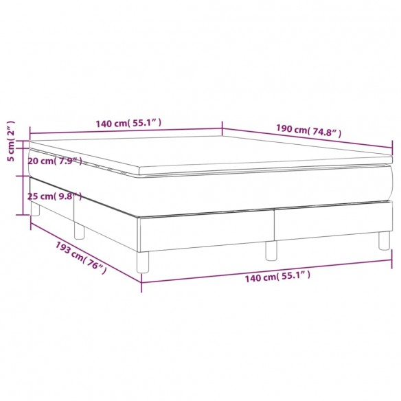 Cadre de lit avec matelas Marron foncé 140x190 cm