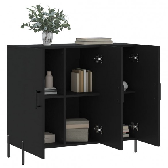 Buffet noir 90x34x80 cm bois d'ingénierie