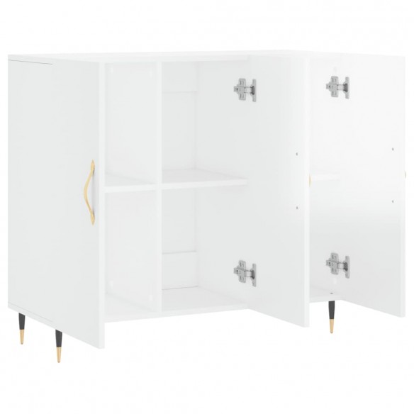 Buffet blanc brillant 90x34x80 cm bois d'ingénierie