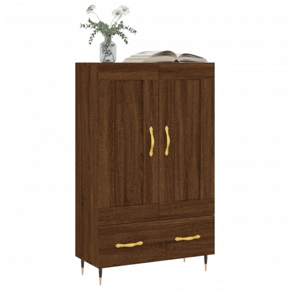 Buffet haut chêne marron 69,5x31x115 cm bois d'ingénierie