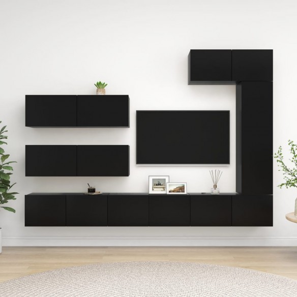 Ensemble de meuble TV 7 pcs Noir Aggloméré