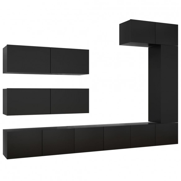 Ensemble de meuble TV 7 pcs Noir Aggloméré