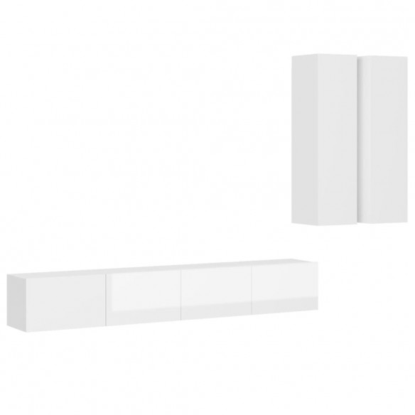 Ensemble de meubles TV 4 pcs Blanc brillant Aggloméré