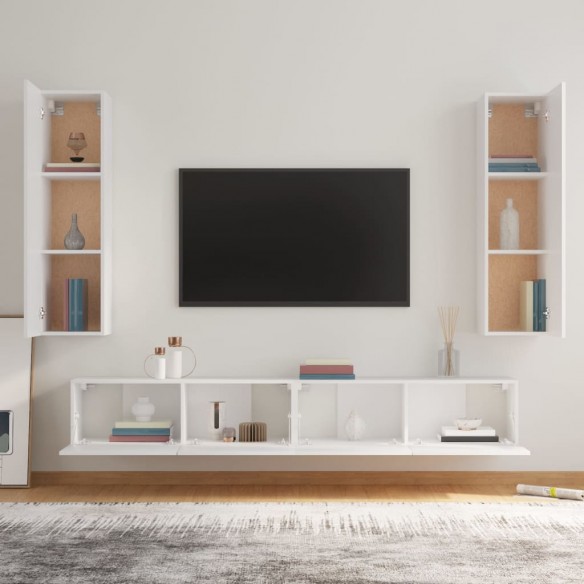 Ensemble de meubles TV 4 pcs Blanc Bois d'ingénierie