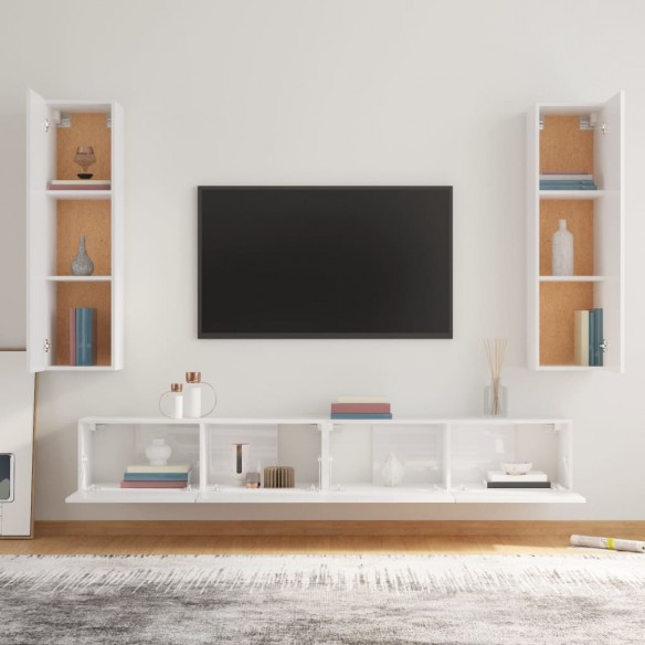 Ensemble de meubles TV 4 pcs Blanc brillant Bois d'ingénierie