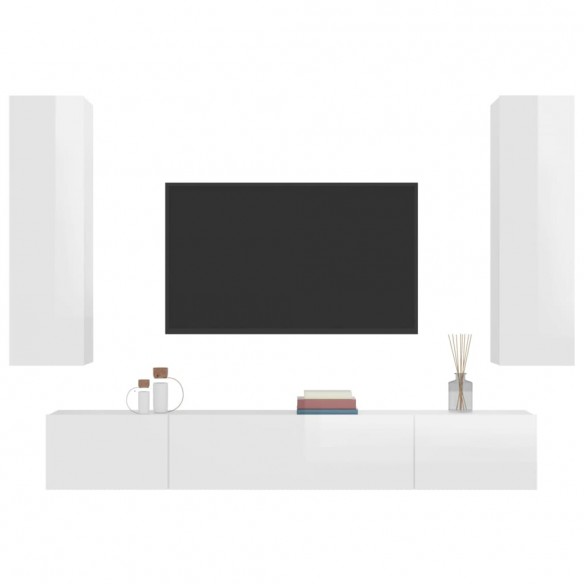 Ensemble de meubles TV 4 pcs Blanc brillant Bois d'ingénierie