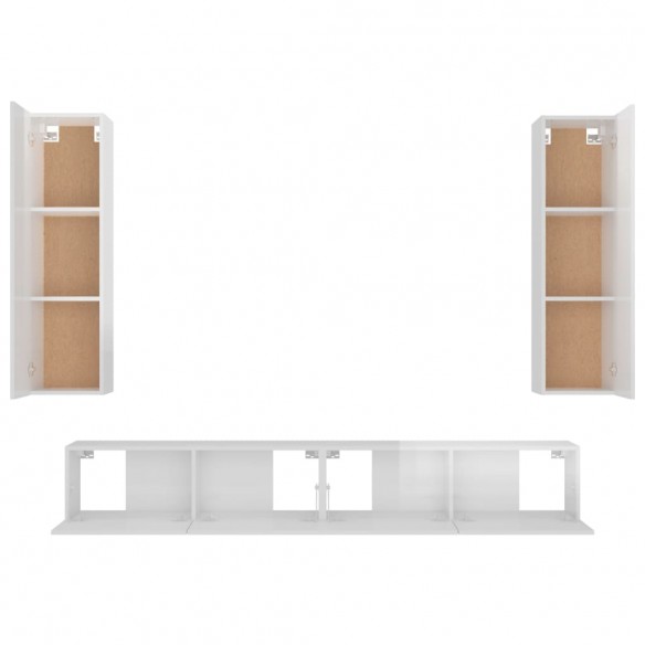 Ensemble de meubles TV 4 pcs Blanc brillant Bois d'ingénierie