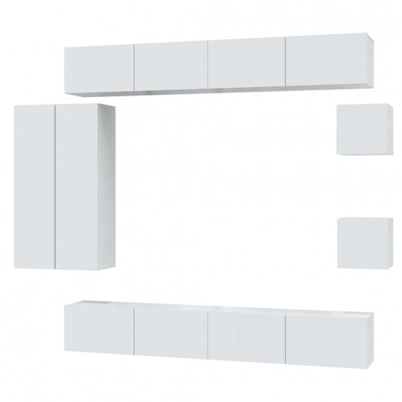 Ensemble de meubles TV 8 pcs Blanc brillant Bois d'ingénierie