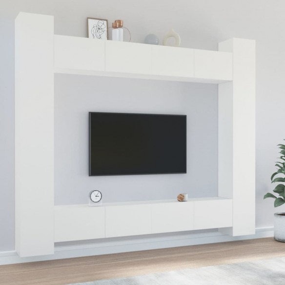 Ensemble de meubles TV 8 pcs Blanc Bois d'ingénierie