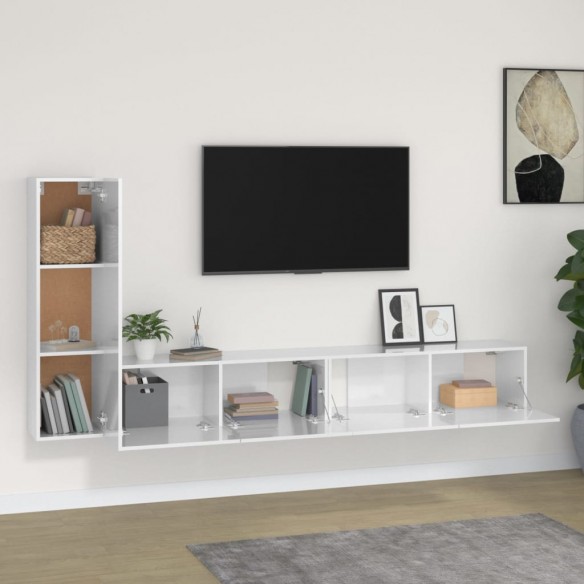 Ensemble de meubles TV 3 pcs Blanc brillant Bois d'ingénierie