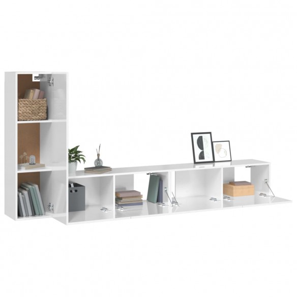 Ensemble de meubles TV 3 pcs Blanc brillant Bois d'ingénierie