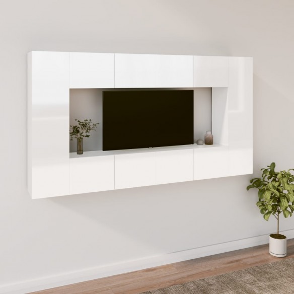 Ensemble de meubles TV 8 pcs Blanc brillant Bois d'ingénierie