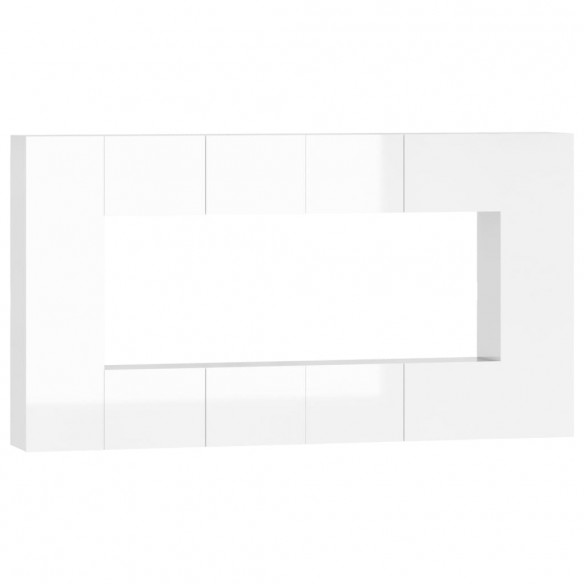 Ensemble de meubles TV 8 pcs Blanc brillant Bois d'ingénierie