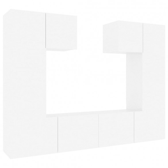 Ensemble de meubles TV 6 pcs Blanc brillant Bois d'ingénierie