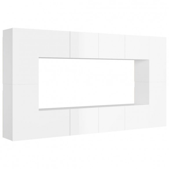 Ensemble de meubles TV 8 pcs Blanc brillant Aggloméré