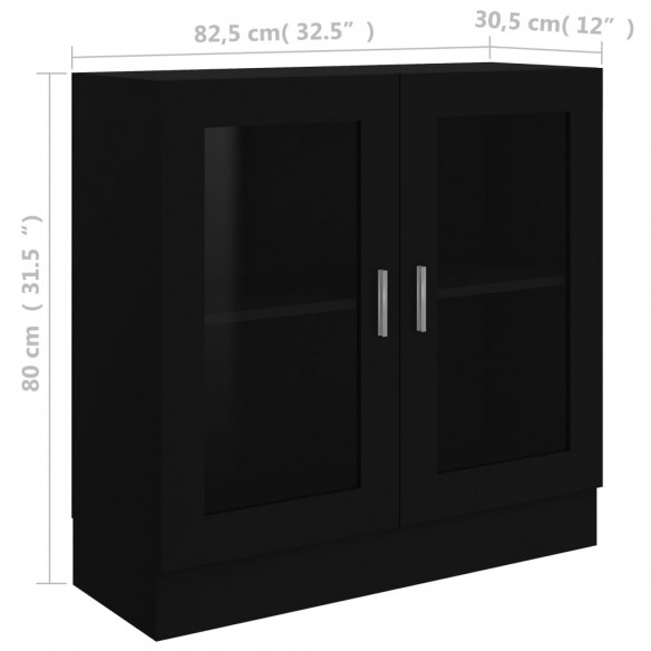 Armoire à vitrine Noir 82,5x30,5x80 cm Aggloméré