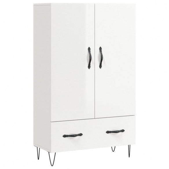 Buffet haut blanc brillant 69,5x31x115 cm bois d'ingénierie