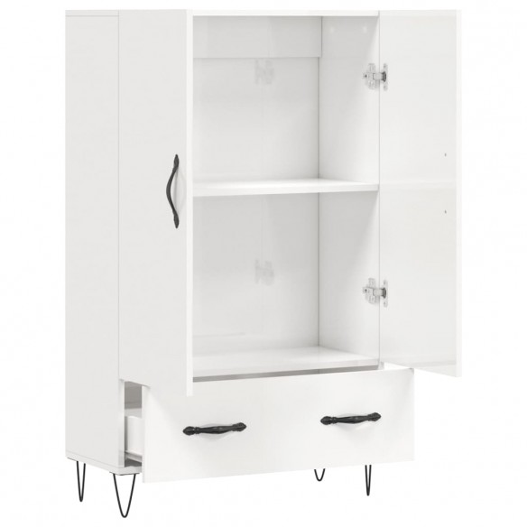 Buffet haut blanc brillant 69,5x31x115 cm bois d'ingénierie