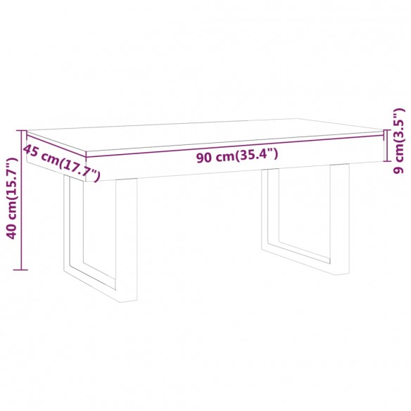 Table basse Marron clair et noir 90x45x40 cm MDF et fer