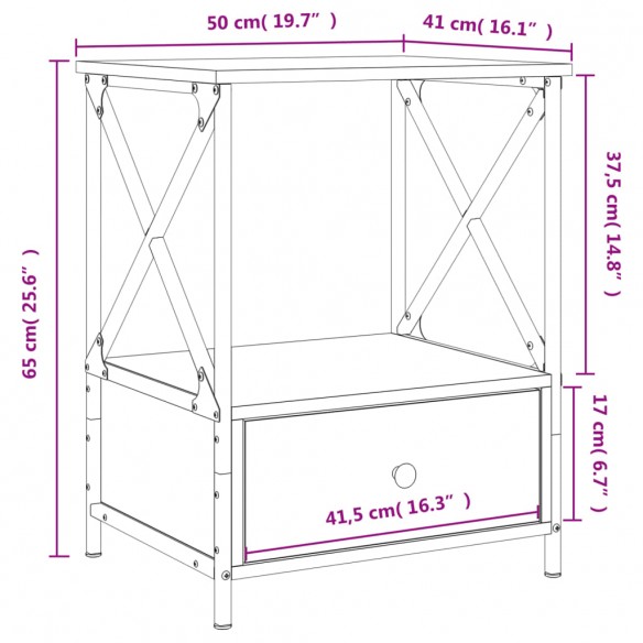 Tables de chevet 2 pcs chêne fumé 50x41x65 cm bois d’ingénierie