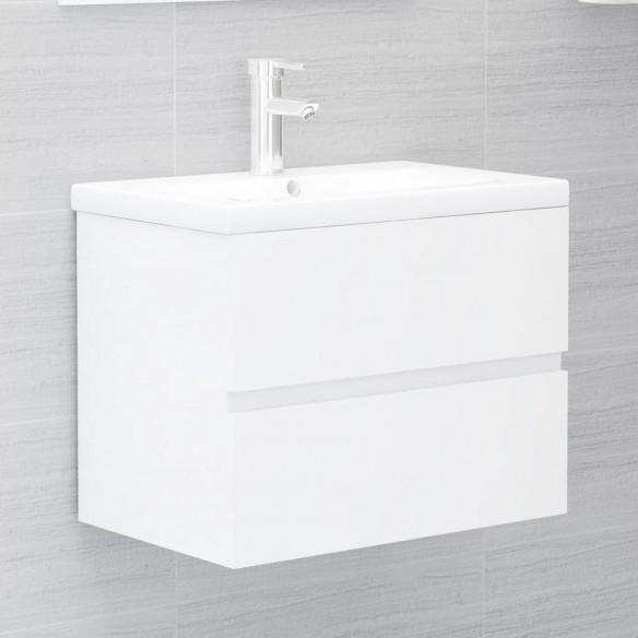 Ensemble de meubles de bain 2 pcs Blanc brillant Aggloméré