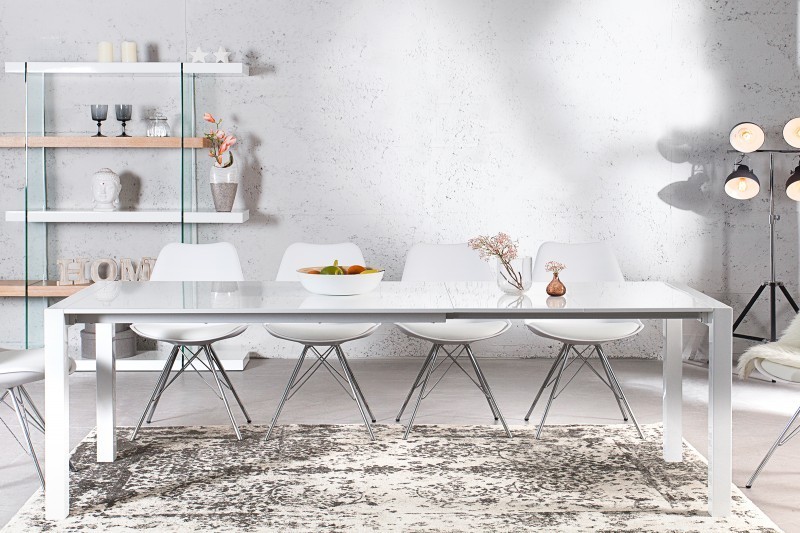 Table à manger extensible 135-175-215 cm teintée blanc