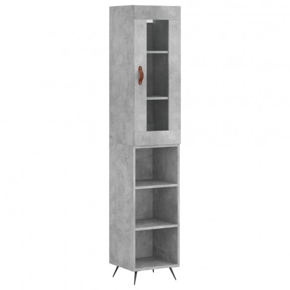 Buffet haut Gris béton 34,5x34x180 cm Bois d'ingénierie