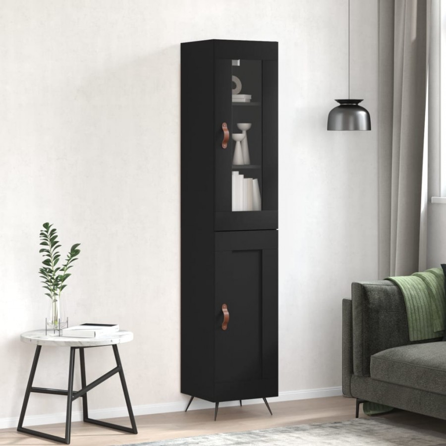 Buffet haut Noir 34,5x34x180 cm Bois d'ingénierie