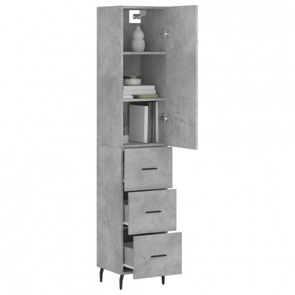 Buffet haut Gris béton 34,5x34x180 cm Bois d'ingénierie