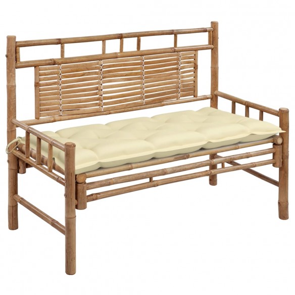 Banc de jardin avec coussin 120 cm Bambou