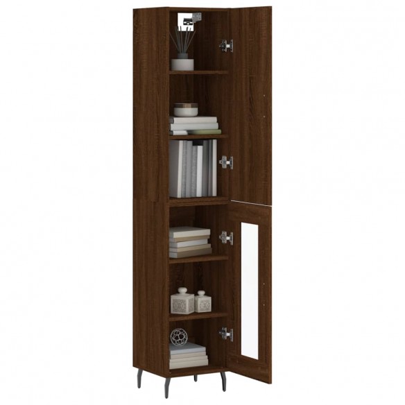 Buffet haut Chêne marron 34,5x34x180 cm Bois d'ingénierie