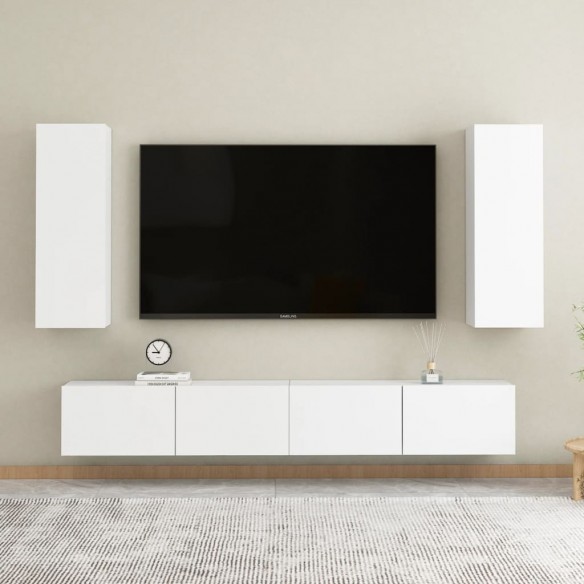 Ensemble de meubles TV 4 pcs Blanc Aggloméré