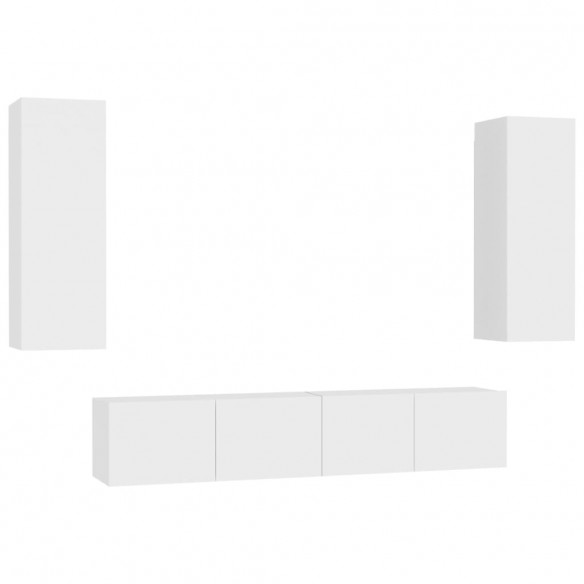 Ensemble de meubles TV 4 pcs Blanc Aggloméré