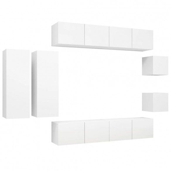 Ensemble de meuble TV 8 pcs Blanc Aggloméré