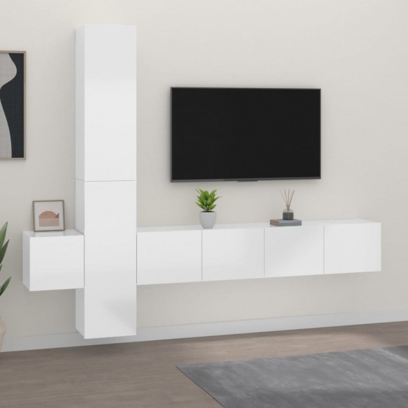 Ensemble de meubles TV 5 pcs Blanc brillant Bois d'ingénierie